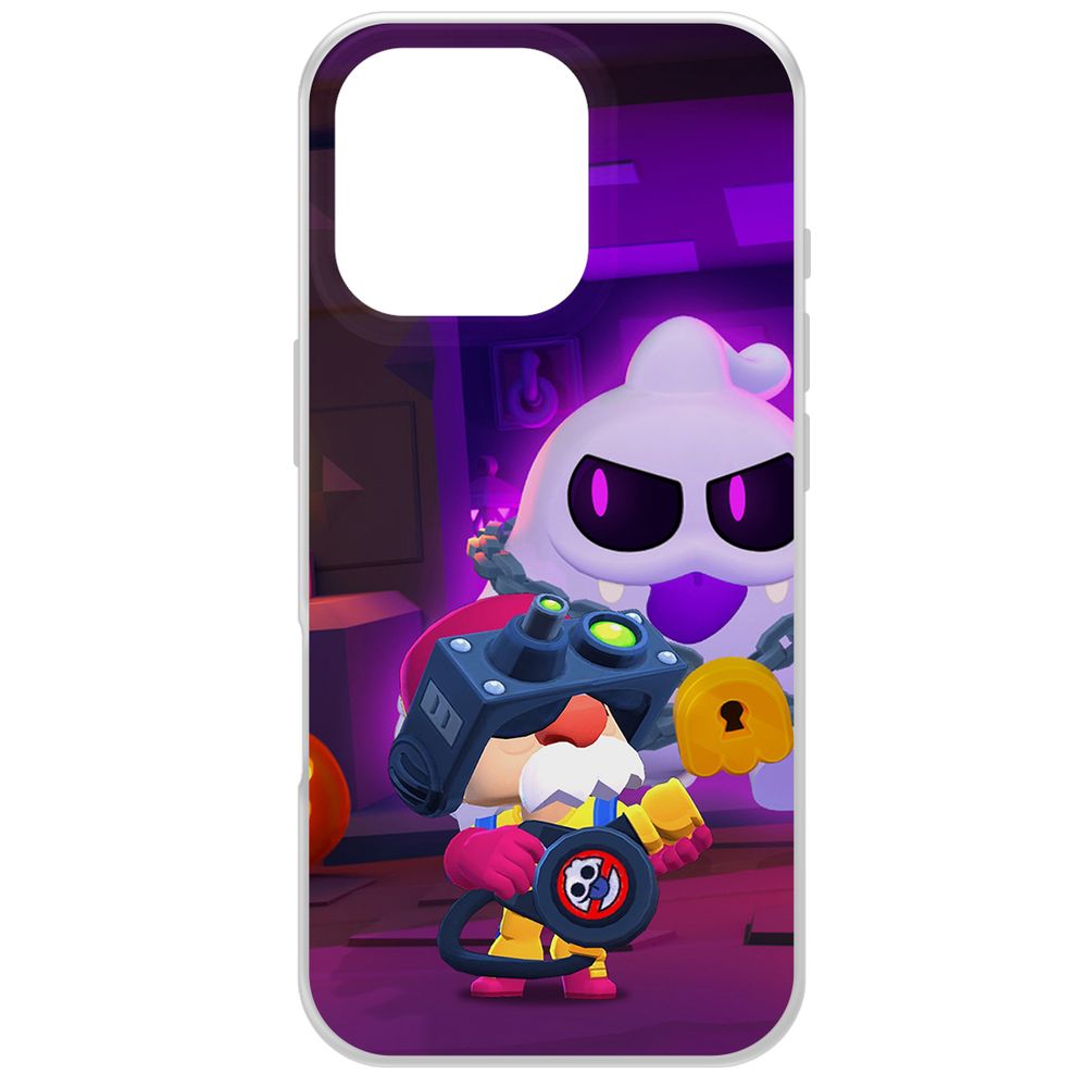 

Чехол-накладка Krutoff Clear Case Brawl Stars-Охотник за Скуиками Гэйл для iPhone 16 Pro, Прозрачный