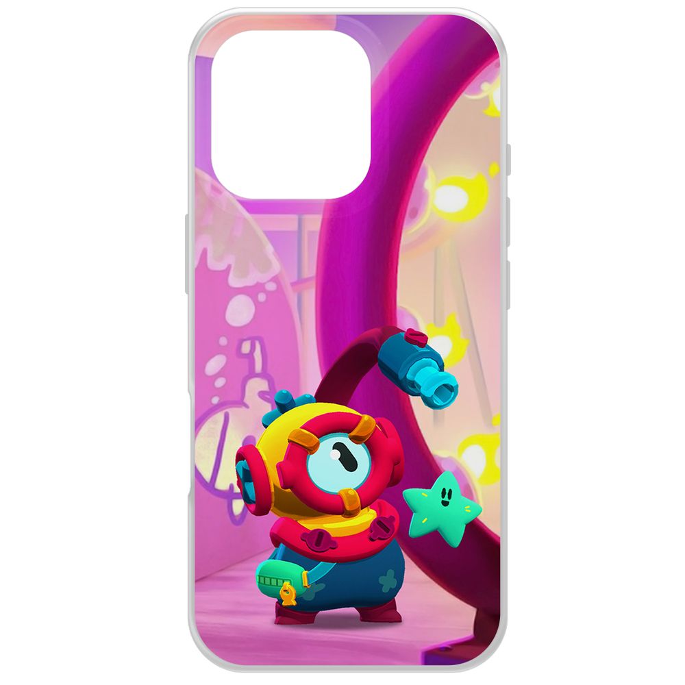 

Чехол-накладка Krutoff Clear Case Brawl Stars-Отис для iPhone 16 Pro, Прозрачный