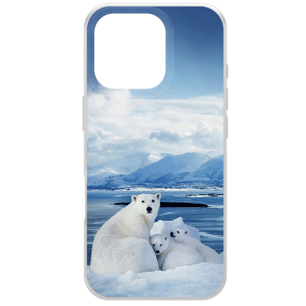 

Чехол-накладка Krutoff Clear Case Полярные медведи для iPhone 16 Pro, Прозрачный