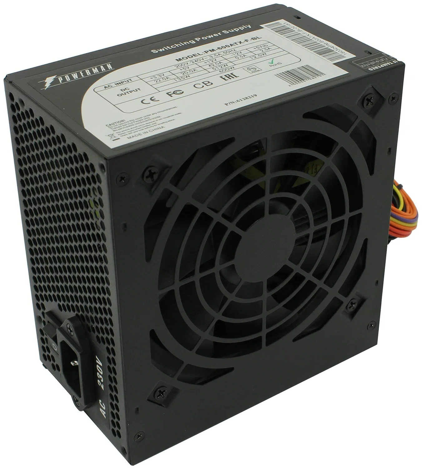 

Блок питания POWERMAN 600W (PM-600ATX-F-BL), Черный