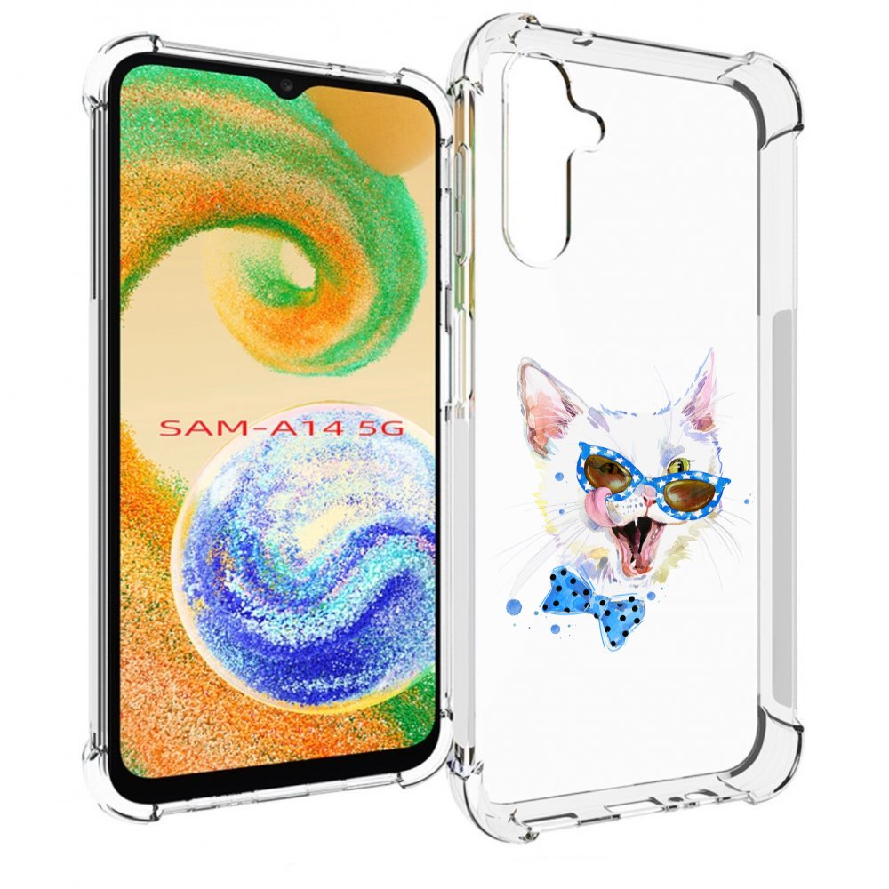 Чехол MyPads белый кот для Samsung Galaxy A14 5G