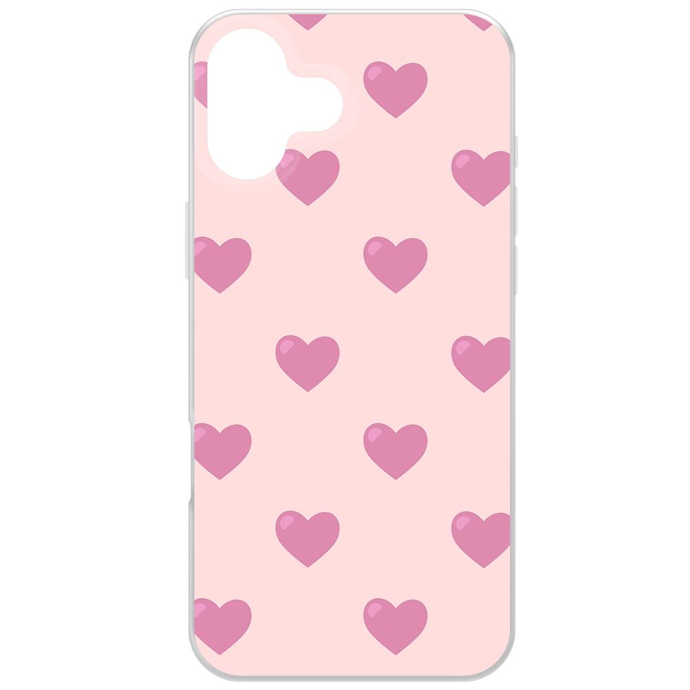 

Чехол-накладка Krutoff Clear Case Пурпурные сердца для iPhone 16 Plus, Прозрачный