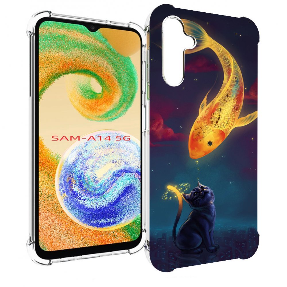 

Чехол MyPads золотая-рыбка-часовая для Samsung Galaxy A14 5G, Прозрачный, Tocco