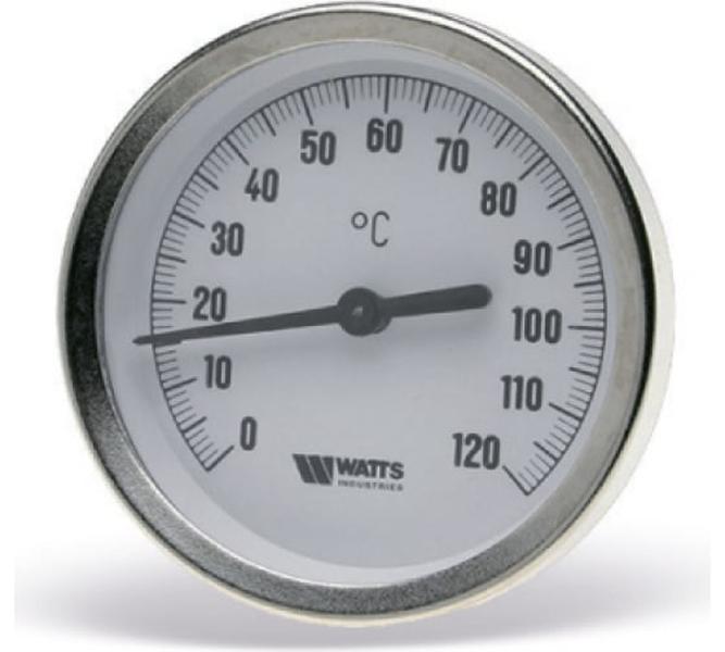 Термометр аксиальный биметаллический Watts F+R801 OR TAS 0-120°С 63мм с погружной гильзой