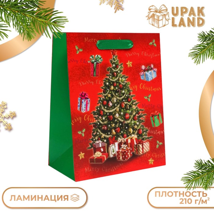 

Подарочные пакет UPAK LAND ламинированный, Подарки под ёлкой,18 х 23 х 10 см