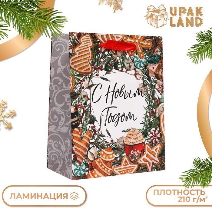 Подарочные пакет UPAK LAND ламинированный, С Новым Годом,18 х 23 х 10 см 600021767166