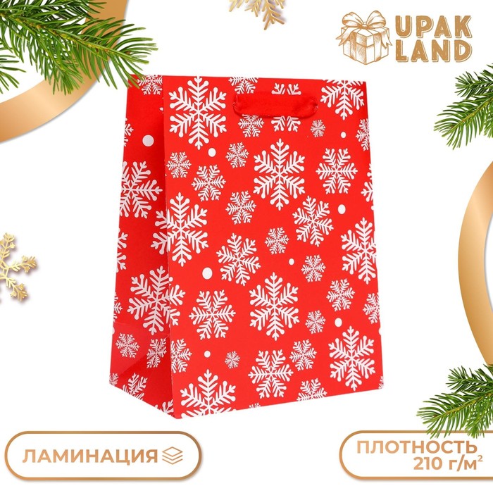 

Подарочные пакет UPAK LAND ламинированный, Снежинки,18 х 23 х 10 см