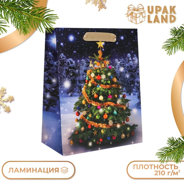 

Подарочные пакет UPAK LAND ламинированный, Ёлочка,18 х 23 х 10 см