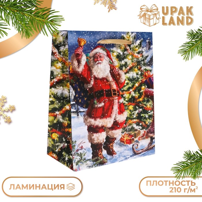 

Подарочные пакет UPAK LAND ламинированный, Санта,18 х 23 х 10 см