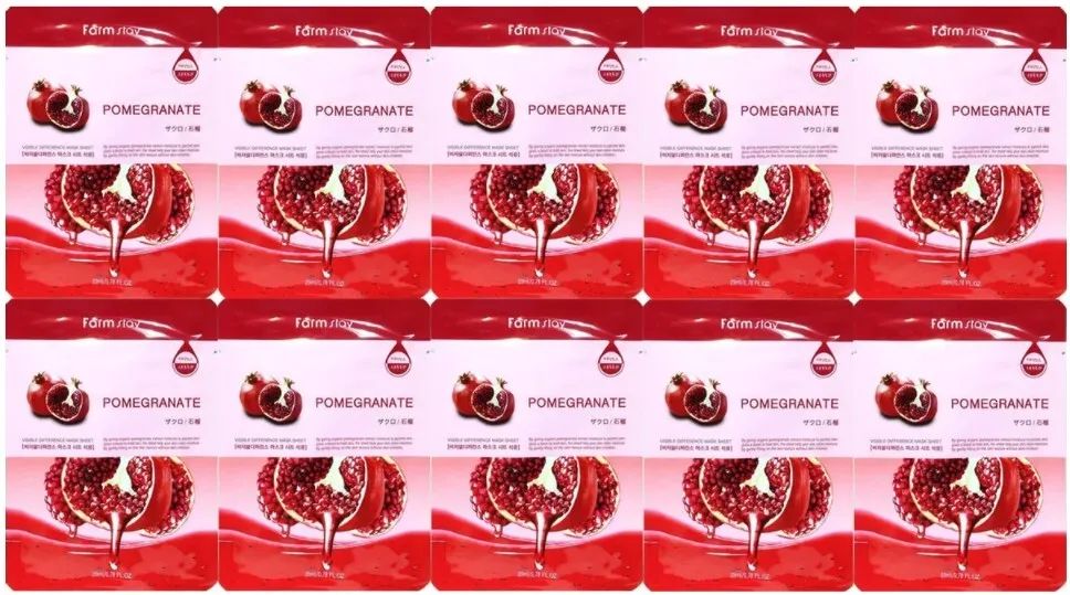 

Маски для лица FarmStay с Гранатом MASK SHEET POMEGRANATE 23 мл - 10 шт, FarmStay_Mask_Pomegranate