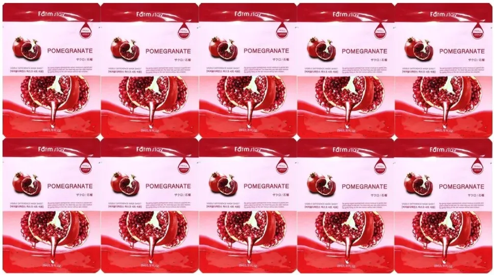 фото Маски для лица farmstay с гранатом mask sheet pomegranate 23 мл - 10 шт