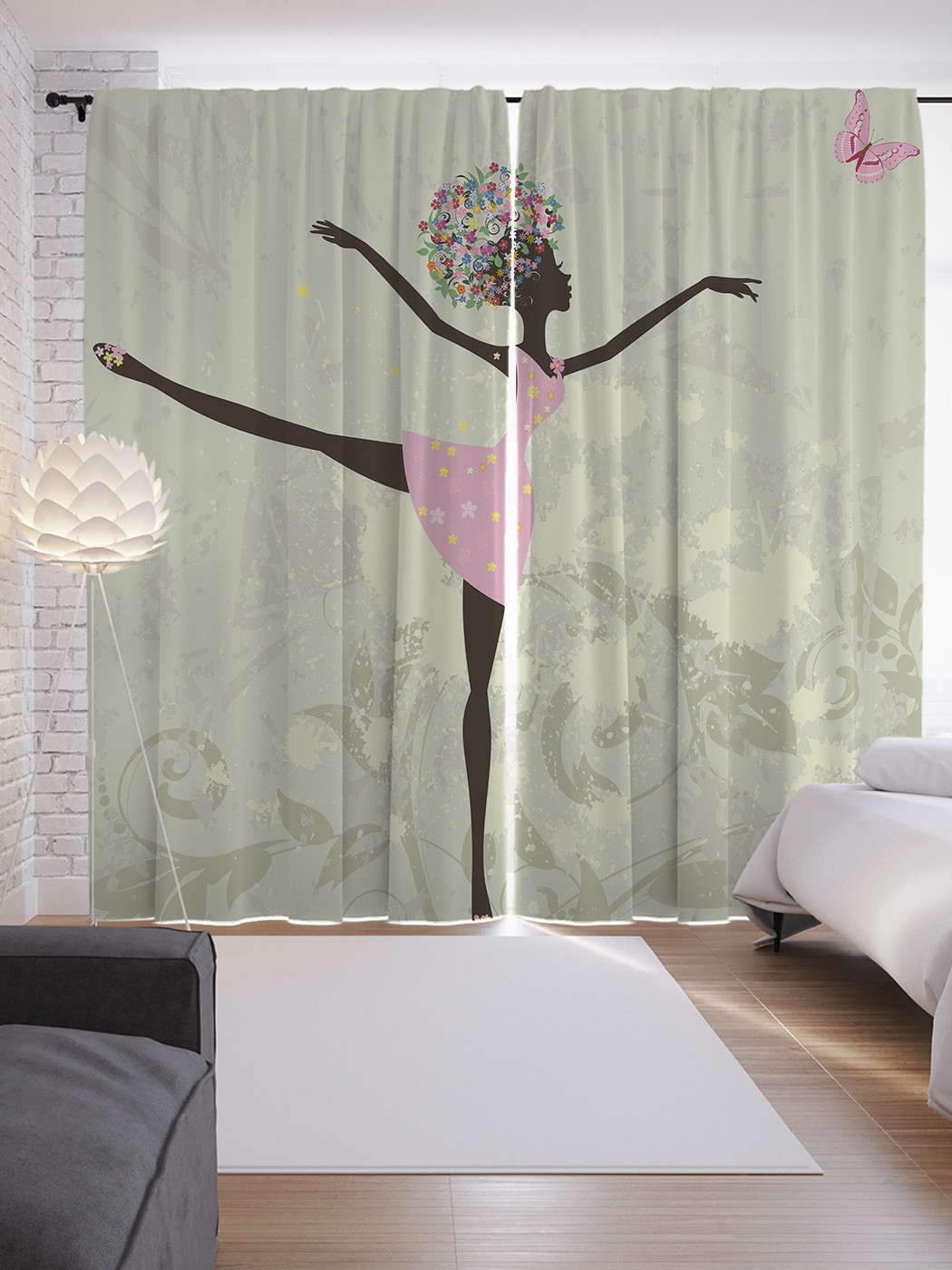 

Шторы JoyArty с фотопечатью "С цветами на голове" из сатена, 290х265 см, С цветами на голове