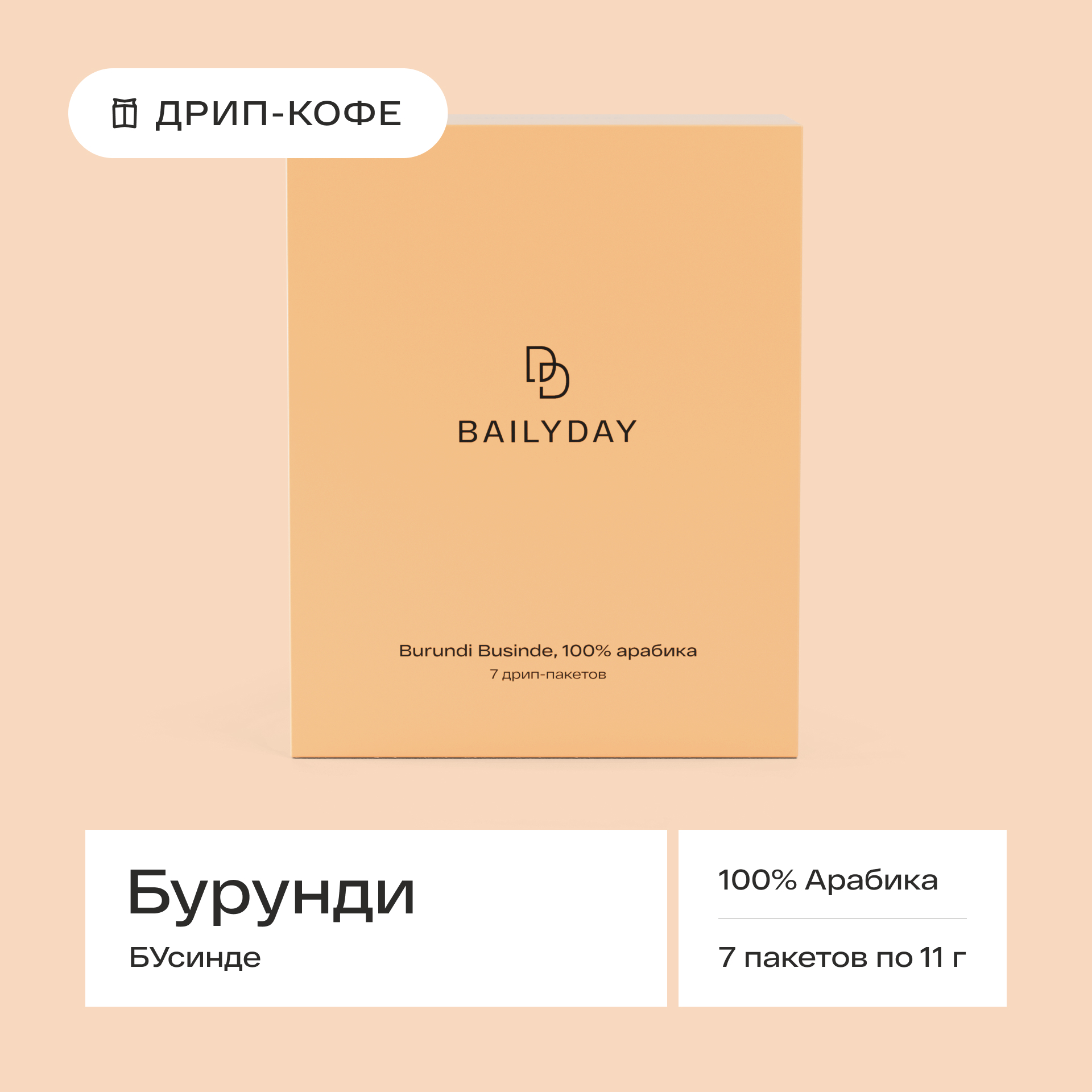 Дрип кофе Bailyday Бурунди Бусинде, 7 шт по 11 г