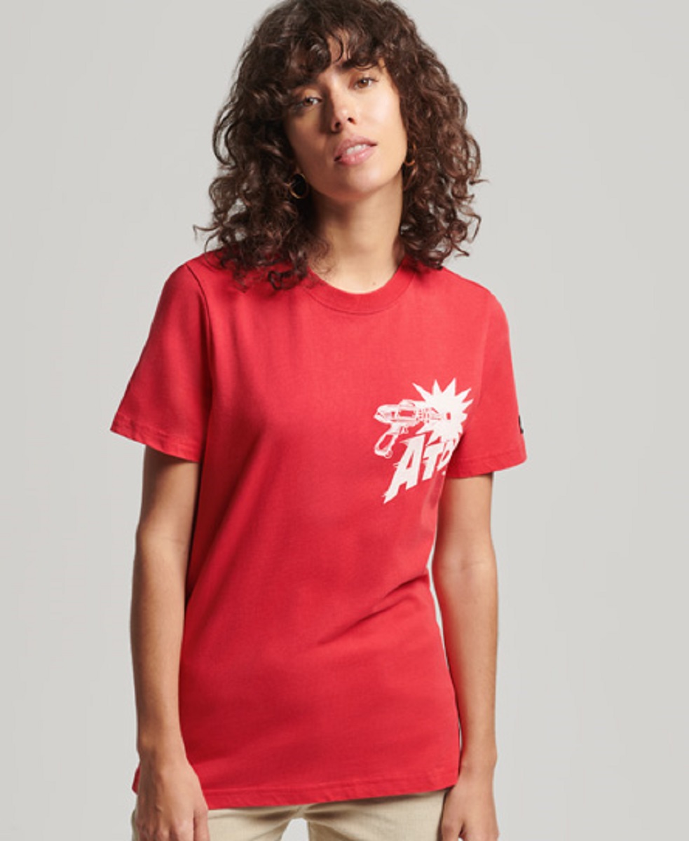 

Футболка женская Superdry W1010801A красная 8 UK, Красный, W1010801A