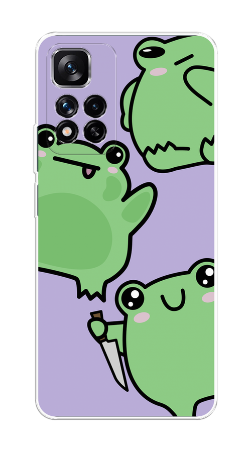 

Чехол на Xiaomi Redmi Note 11 Pro Plus 5G "Опасные лягушата", Фиолетовый;зеленый;черный, 312150-1