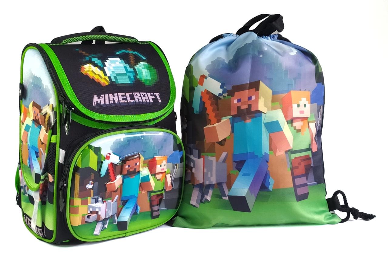

Рюкзак школьный для мальчиков MamaZaToy Майнкрафт 900г, schoolbagmg