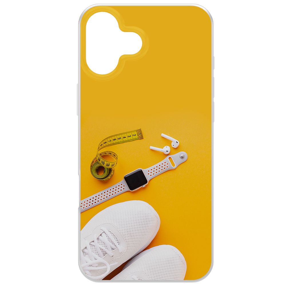 

Чехол-накладка Krutoff Clear Case Кроссовки женские Фитнес для iPhone 16 Plus, Прозрачный