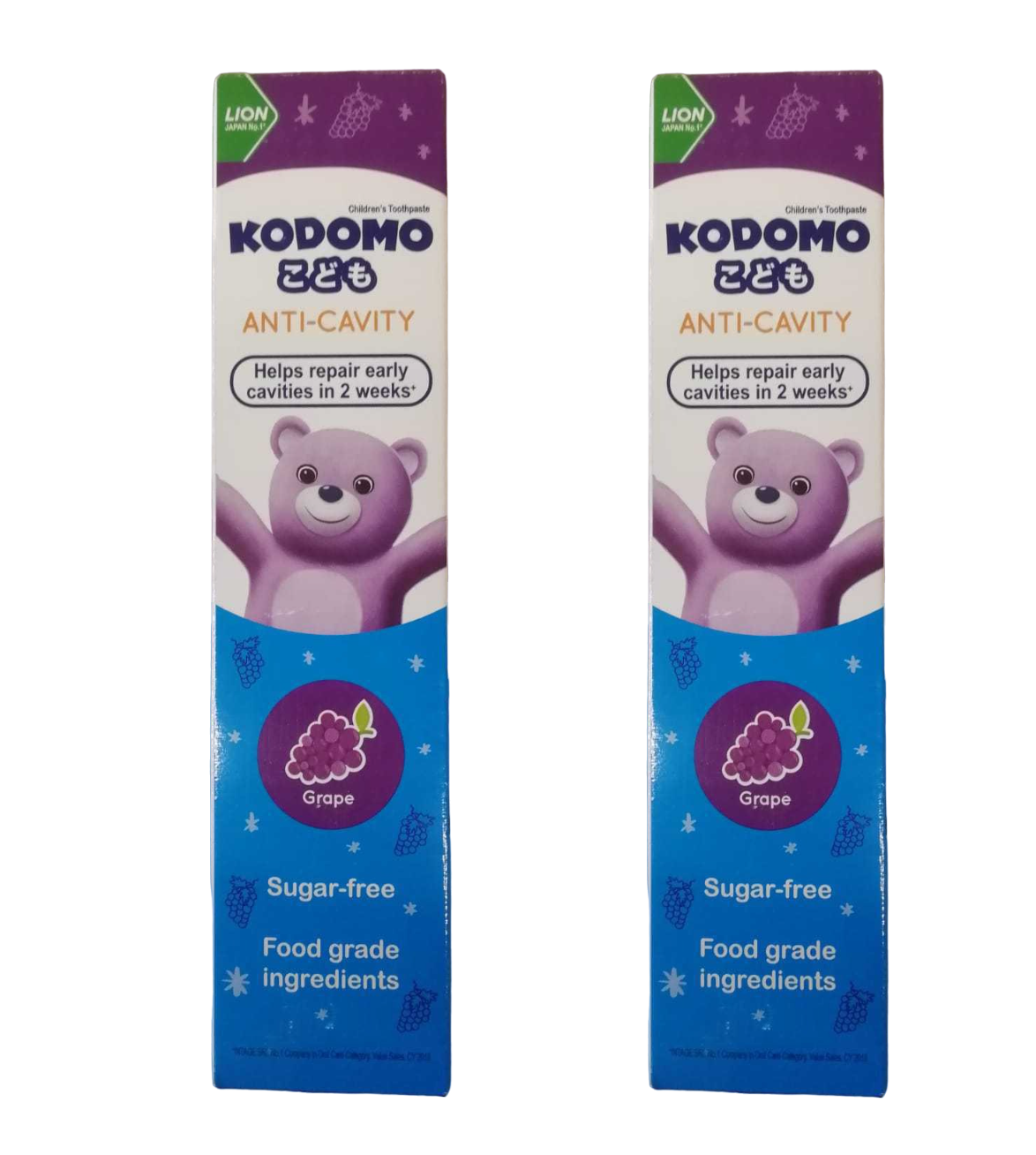 Зубная паста Lion Kodomo для детей от 6 месяцев со вкусом винограда 80 г, 2 шт. зубная паста с фруктовыми пробиотиками со вкусом винограда 100 г