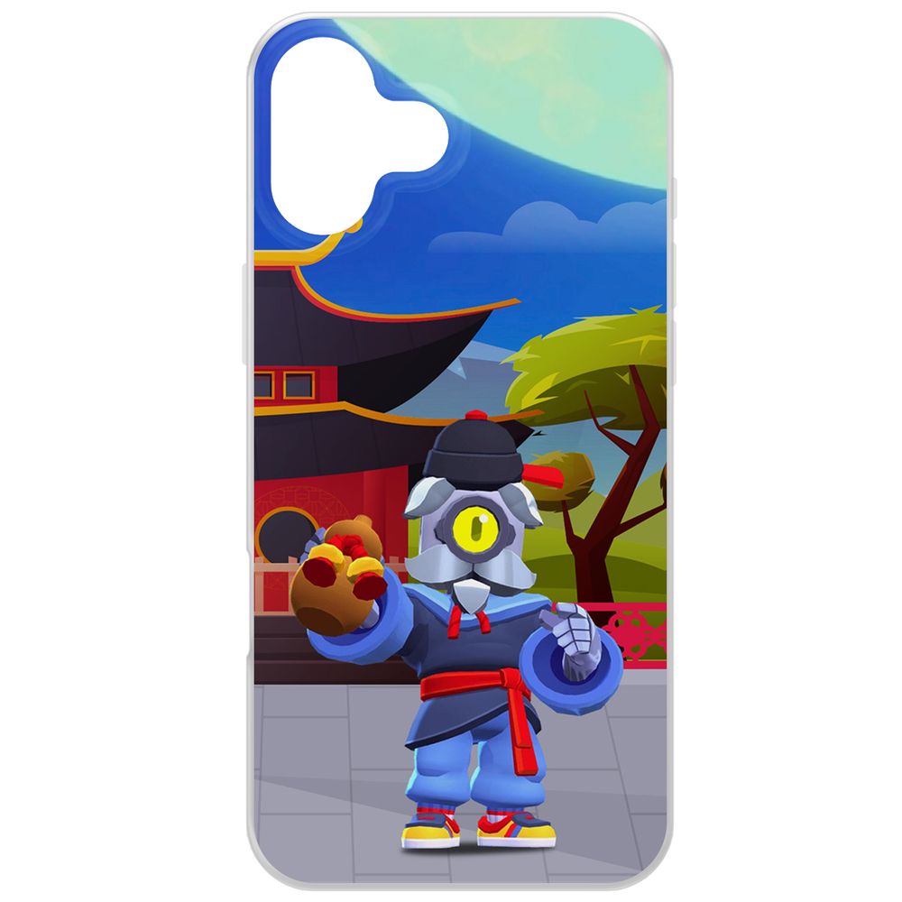 

Чехол-накладка Krutoff Clear Case Brawl Stars-Великий Мастер Барли для iPhone 16 Plus, Прозрачный