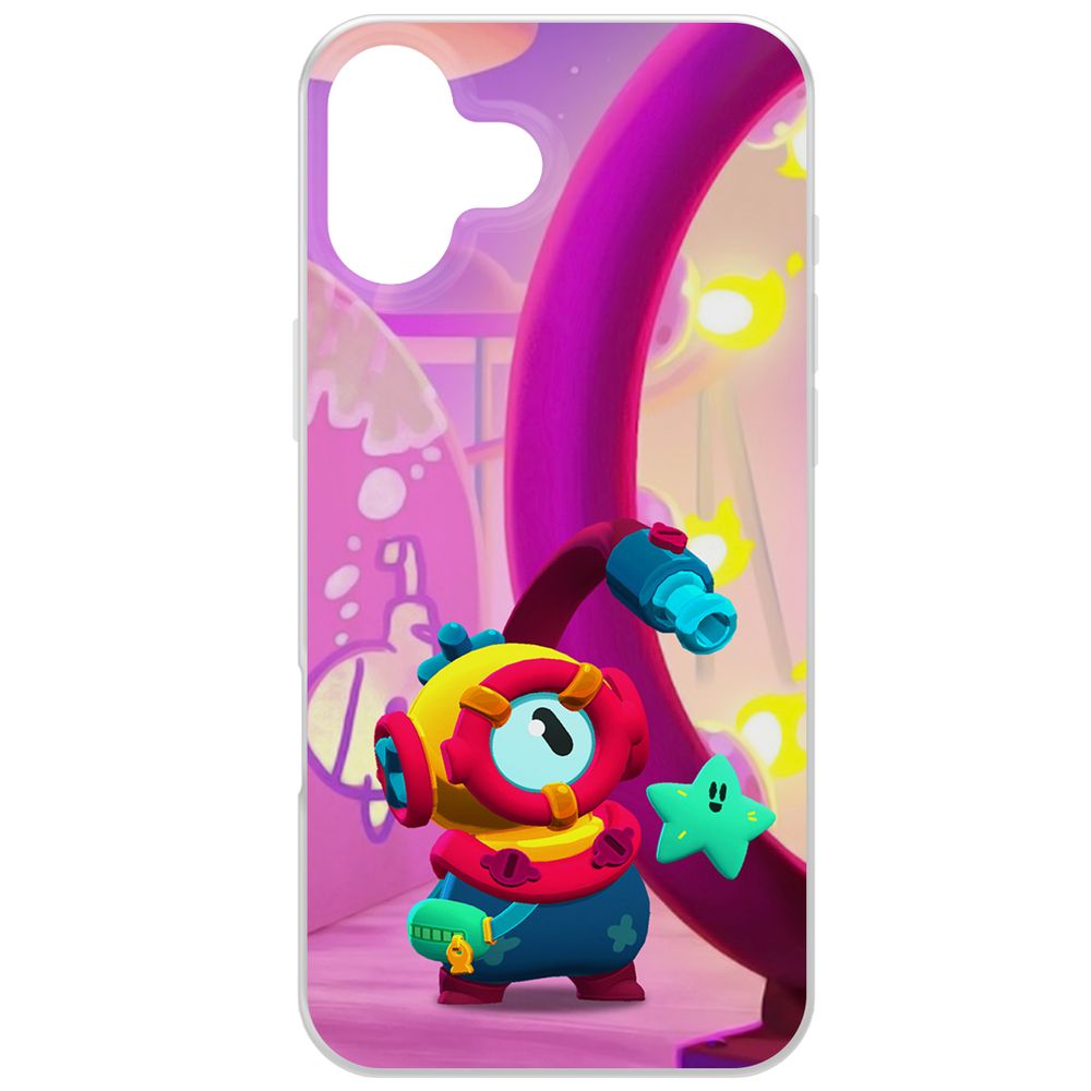 

Чехол-накладка Krutoff Clear Case Brawl Stars-Отис для iPhone 16 Plus, Прозрачный
