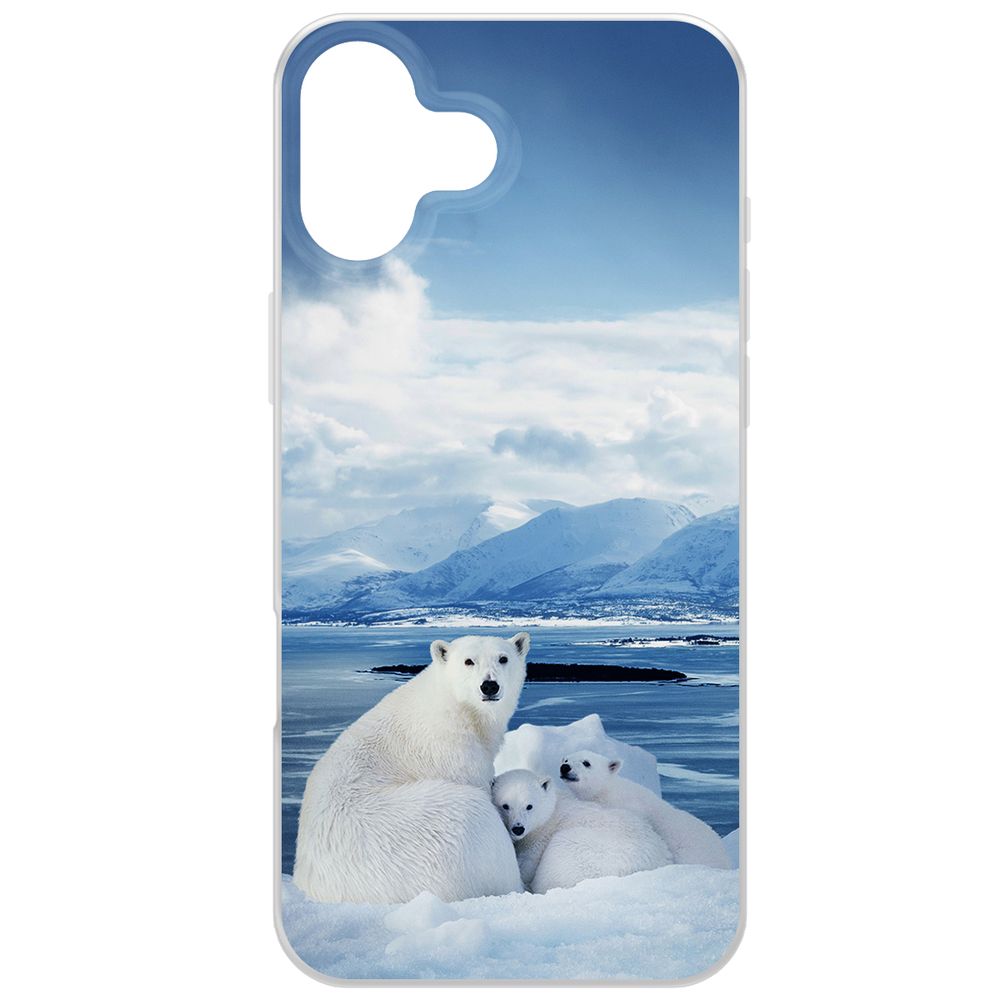 

Чехол-накладка Krutoff Clear Case Полярные медведи для iPhone 16 Plus, Прозрачный