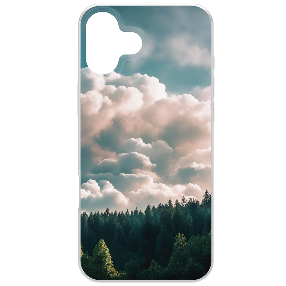 

Чехол-накладка Krutoff Clear Case Облачно для iPhone 16 Plus, Прозрачный
