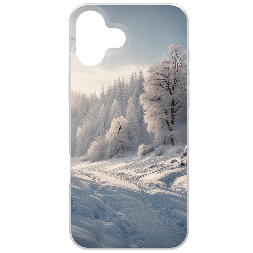 

Чехол-накладка Krutoff Clear Case Снег для iPhone 16 Plus, Прозрачный