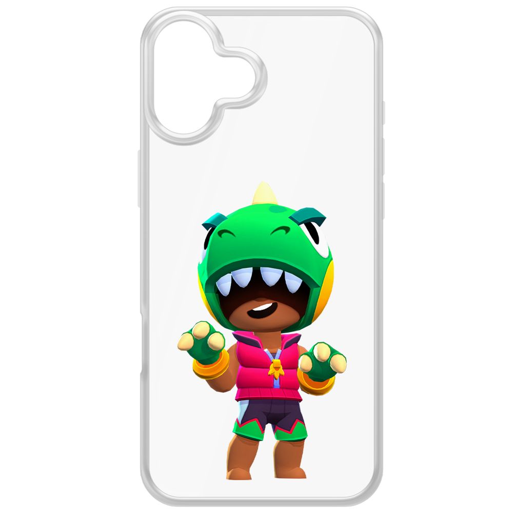 

Чехол-накладка Krutoff Clear Case Brawl Stars-Дино Леон для iPhone 16 Plus, Прозрачный