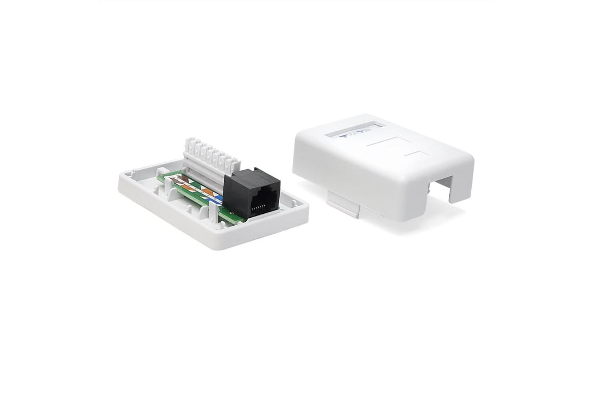 фото Lanmaster настенная розетка, 1 порт rj-45 категории 6, utp, белая (twt-sm1-45/6-wh) nobrand