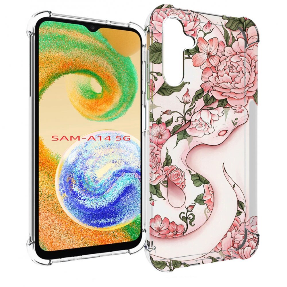 

Чехол MyPads змея-в-розовых-цветах женский для Samsung Galaxy A14 5G, Прозрачный, Tocco