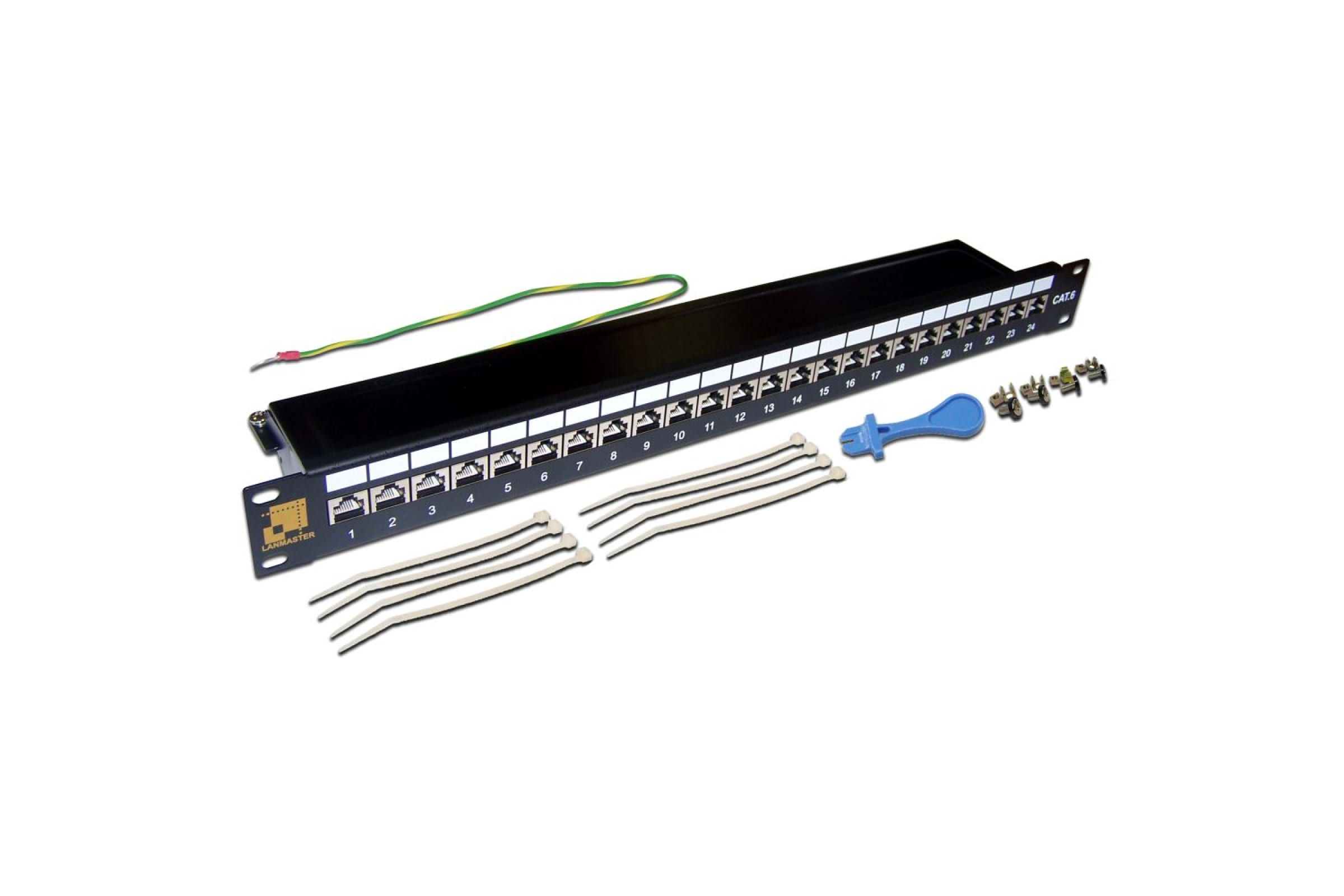 

Lanmaster Патч-панель LANMASTER 24 порта, STP, кат.6, 1U (LAN-PPL24S6)