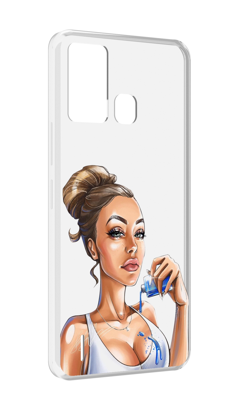

Чехол MyPads девушка-пролила-краску женский для ITEL S16 / ITEL Vision 1 Pro, Прозрачный, Tocco