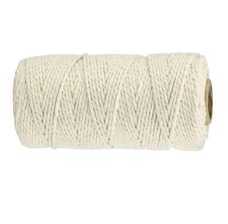 Шпагат хлопковый Kraftcom, 2мм х 50м (6шт), цвет - белый / шпагат для вязания шнур для вязания 100% полиэфир 1мм 200м 75±10гр 01 белый