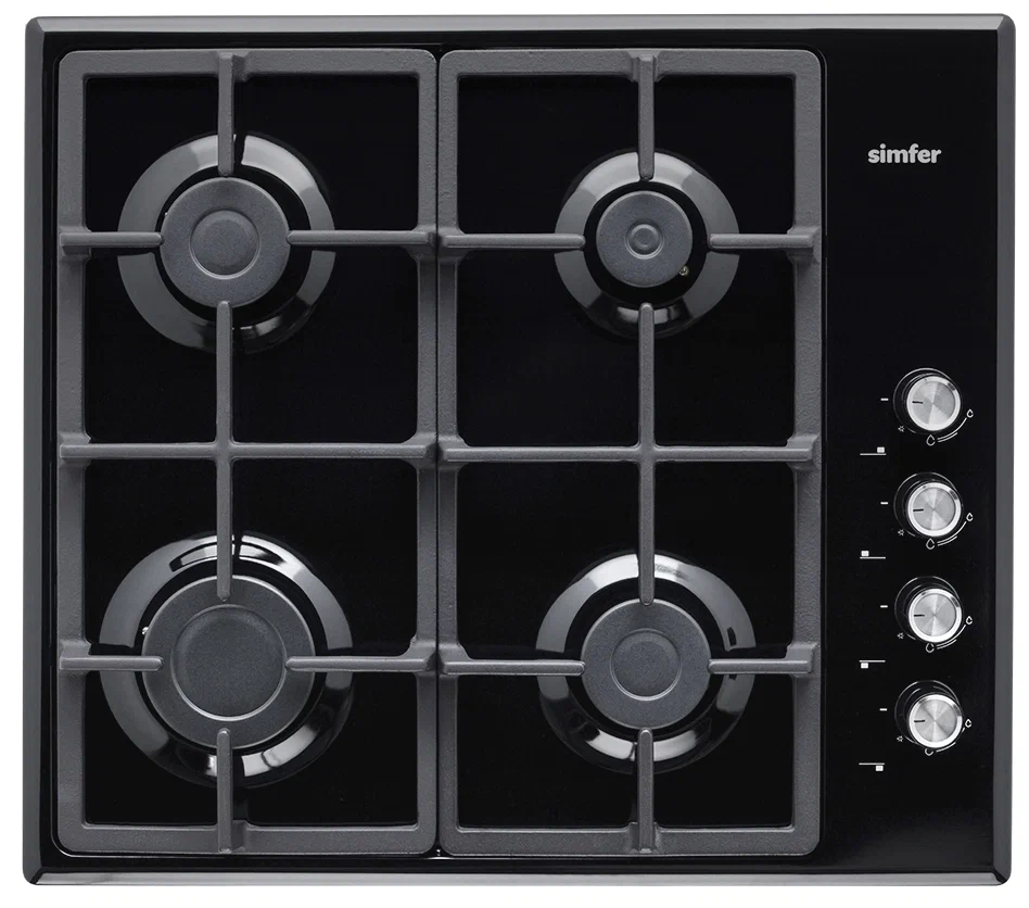 

Встраиваемая варочная панель газовая Simfer H60Q40B572 черный, H60Q40B572