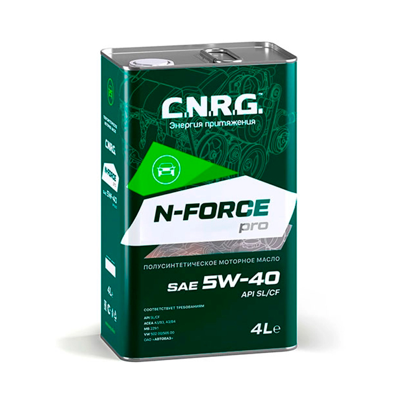 фото Масло моторное c.n.r.g. синергия n-force pro 5w-40 sl/cf полусинтетическое, металл.кан. 4л cnrg