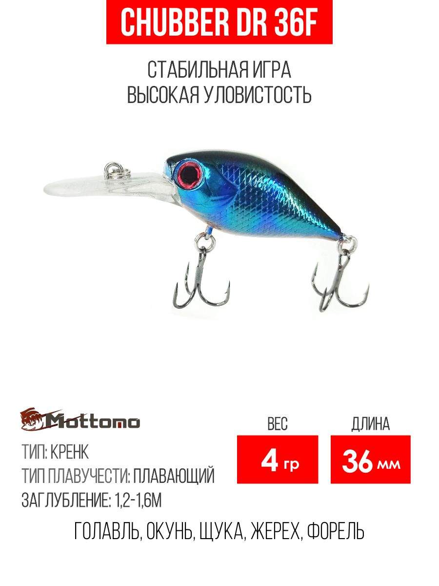 

Воблер Mottomo Chubber DR 36F 4g Violet Bug, Разноцветный, Chubber DR