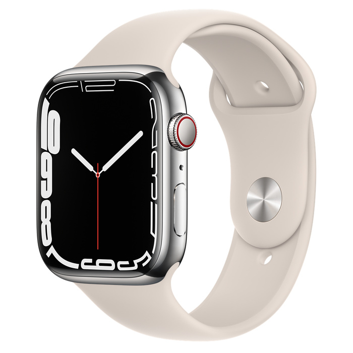 

Умные часы Apple Watch Series 7 GPS + Cellular MKHW3FD/A 41мм Silver Stainless Steel Case