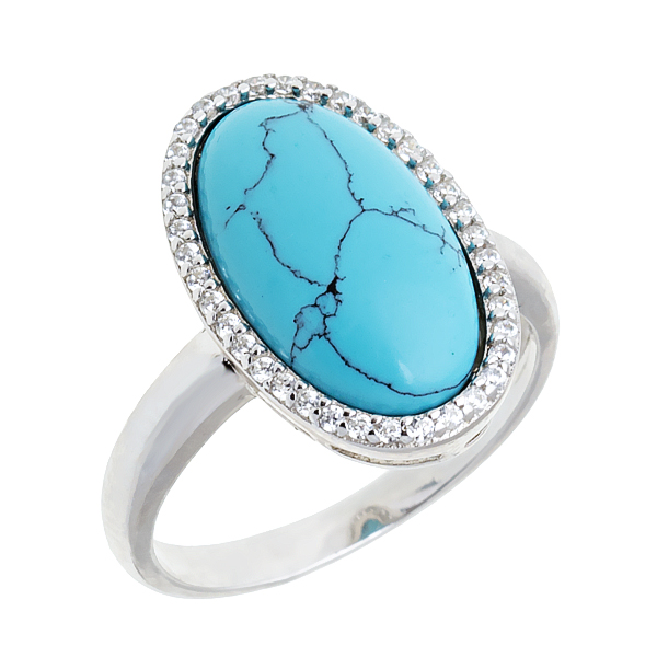 

Кольцо из серебра с бирюзой и фианитом р. . Balex Jewellery 1433920045, 1433920045