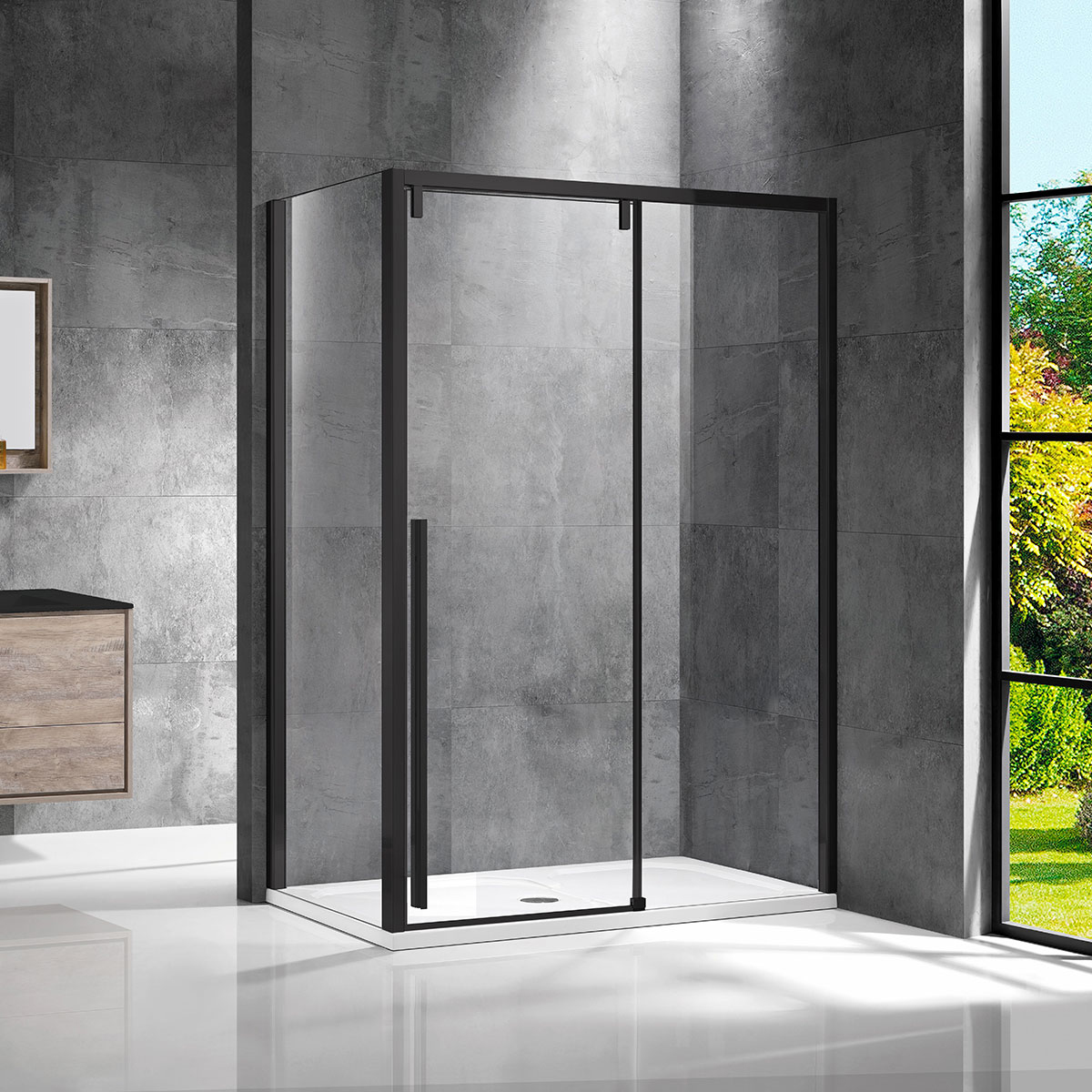 

Душевой уголок Vincea Lugano VSR-1L9014CLB-1 140х90 см, профиль черный