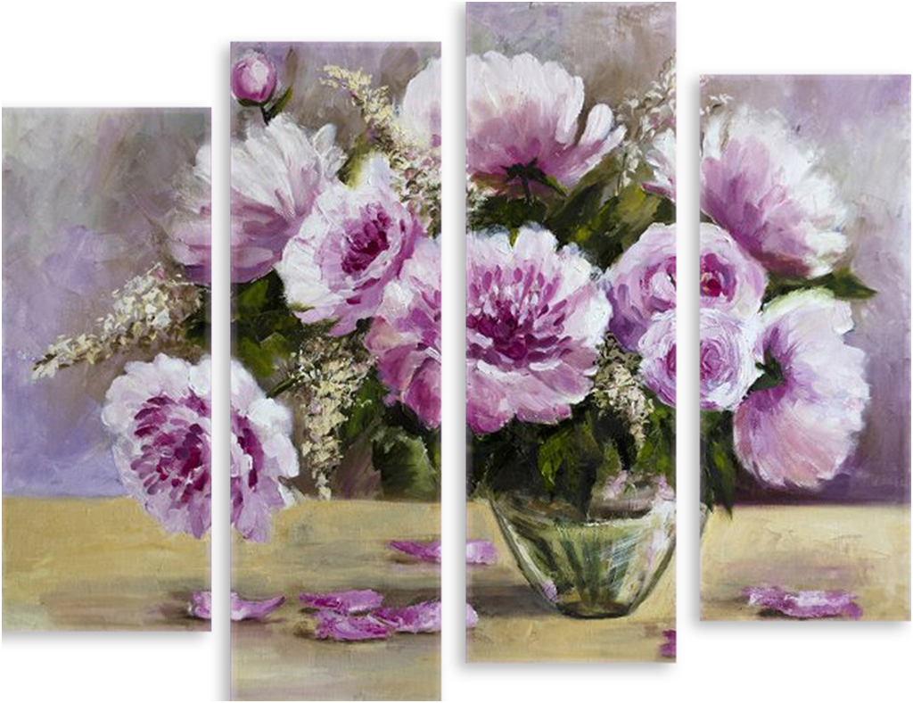 

Картина модульная на холсте Модулка Пионы 90x74 см, 4920