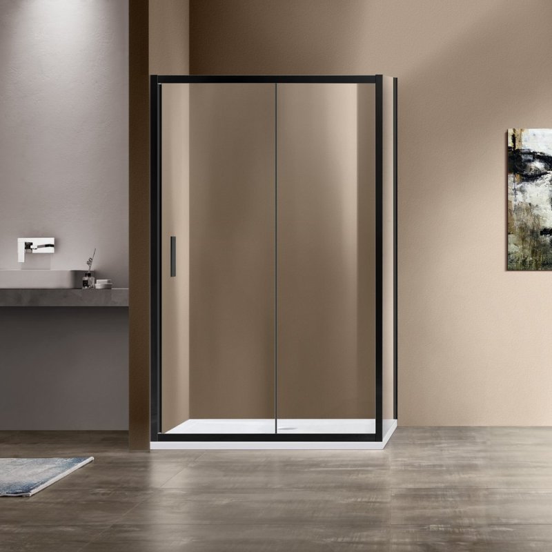 фото Душевой уголок vincea garda vsr-1g9012clb 120x90 см, профиль чёрный, стекло прозрачное