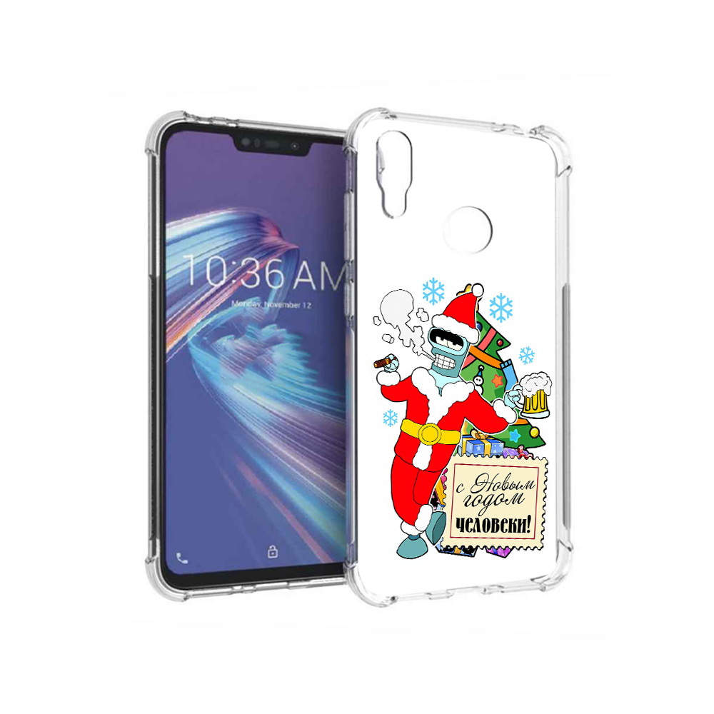 

Чехол MyPads Tocco для Asus ZenFone Max M2 (ZB633KL) С новым годом человеки, Прозрачный, Tocco