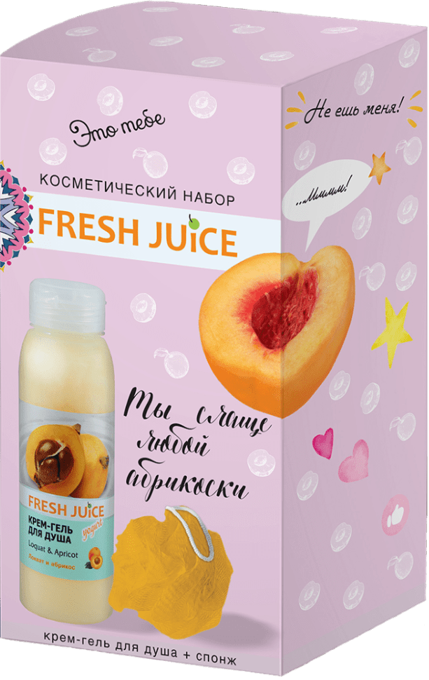 фото Косметический набор fresh juice pure pleasure гель для душа + спонж для массажа