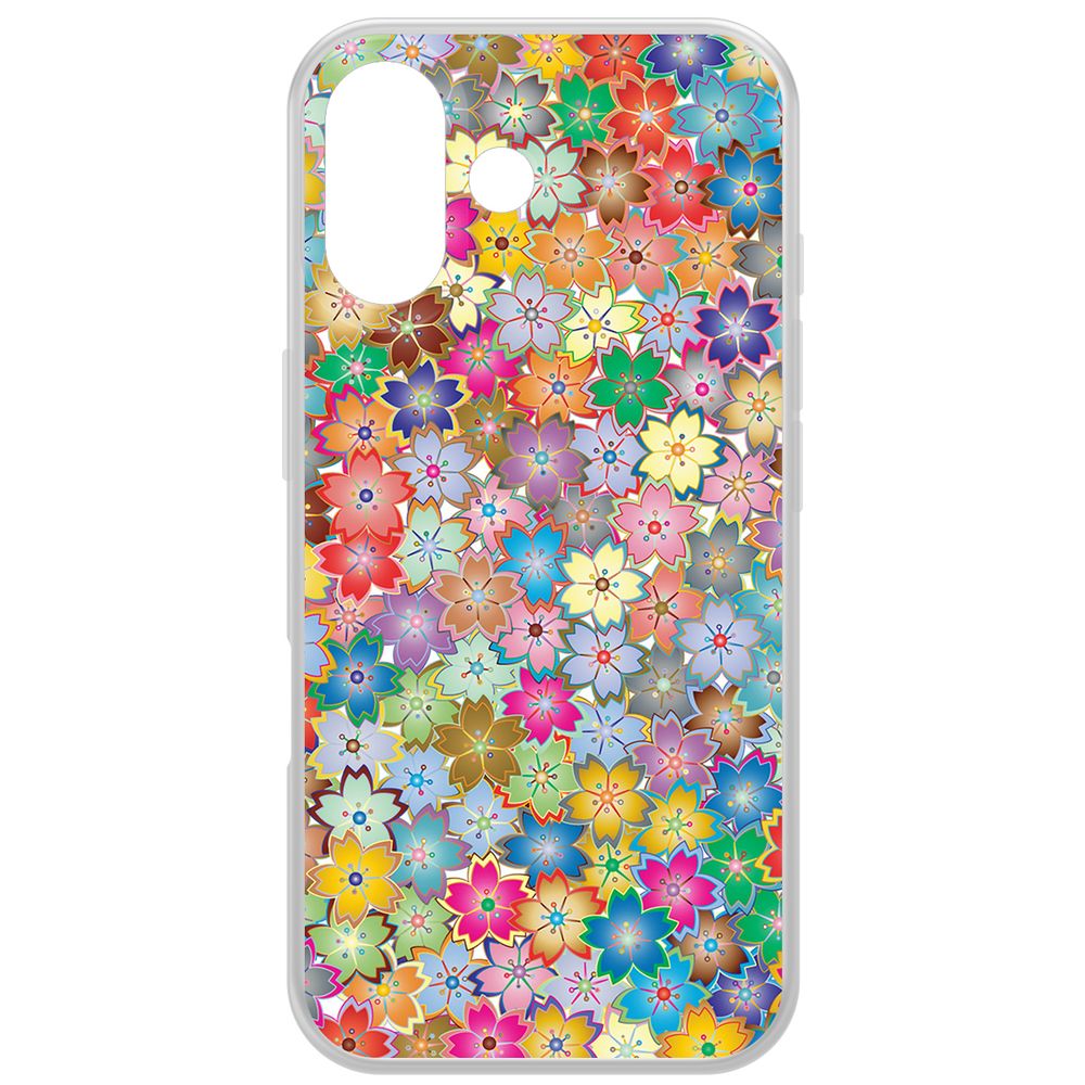 

Чехол-накладка Krutoff Clear Case Цветочный паттерн 4 для iPhone 16, Прозрачный