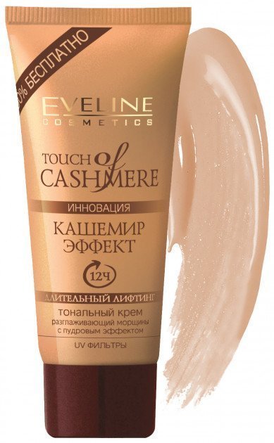 фото Тональный крем eveline "touch of cashmere effecte" тон теплый беж 40 мл