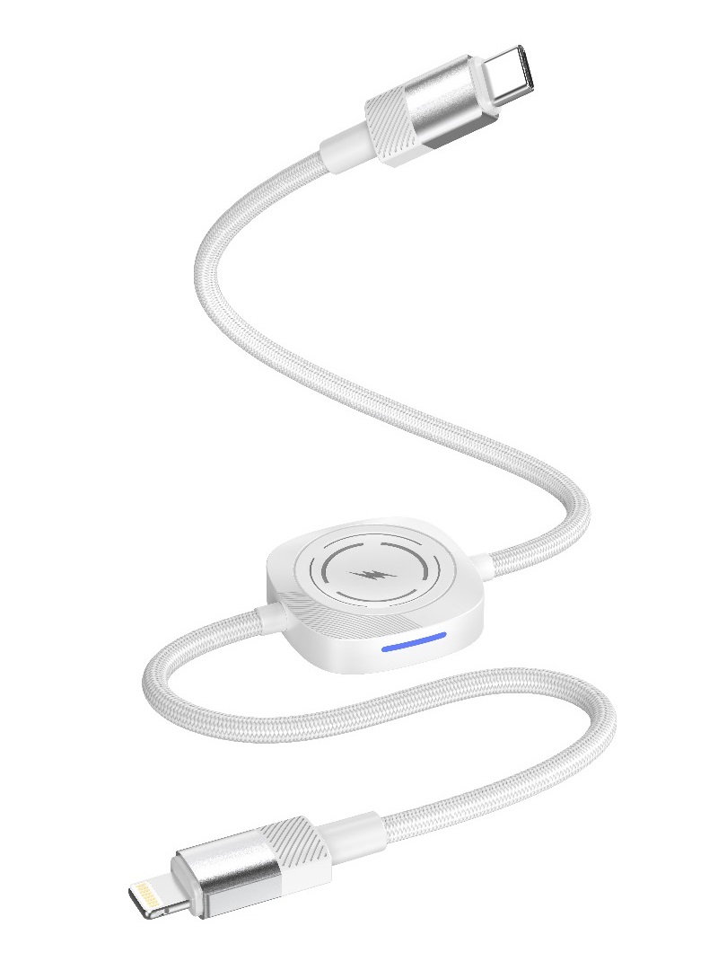 Зарядное устройство для смарт часов KS-IS 2 IN 1 для Apple Watch белый