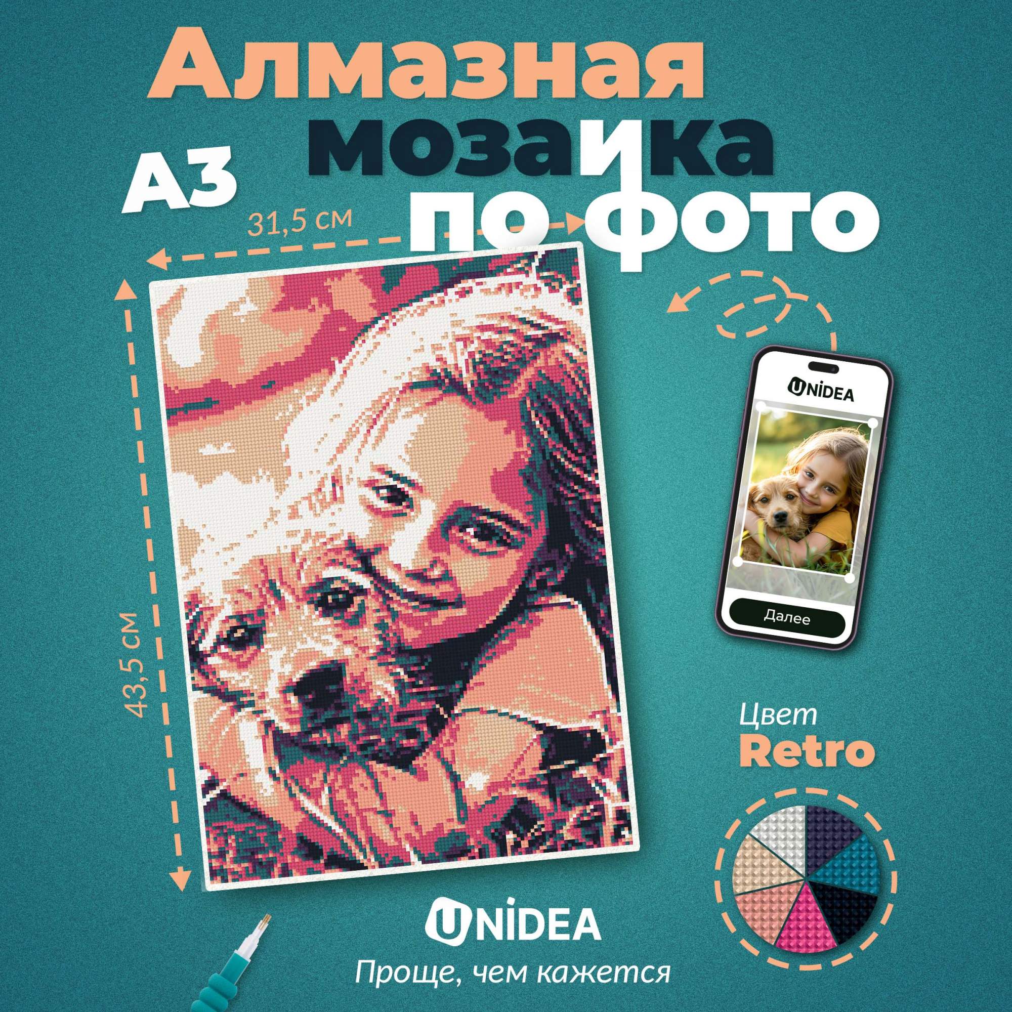 Алмазная мозаика UNIDEA по фотографии А3 RETRO