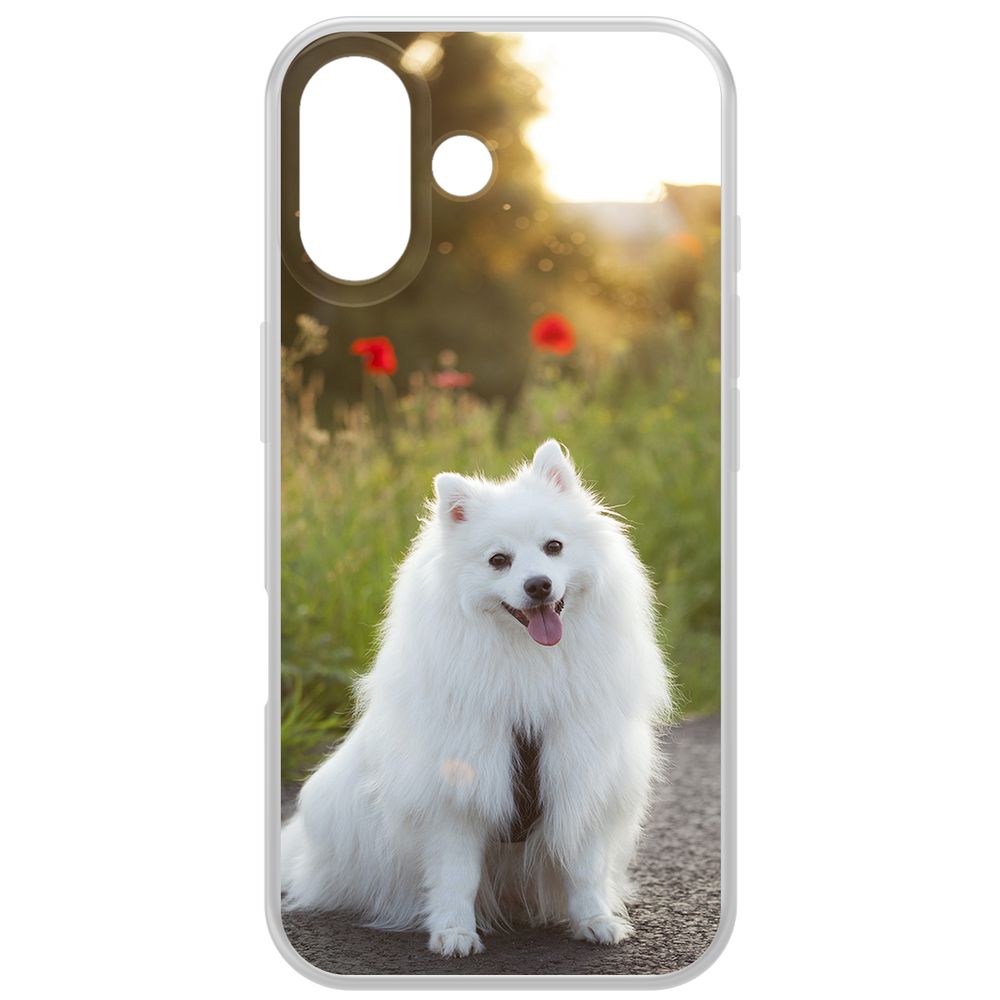 

Чехол-накладка Krutoff Clear Case Белый шпиц для iPhone 16, Прозрачный