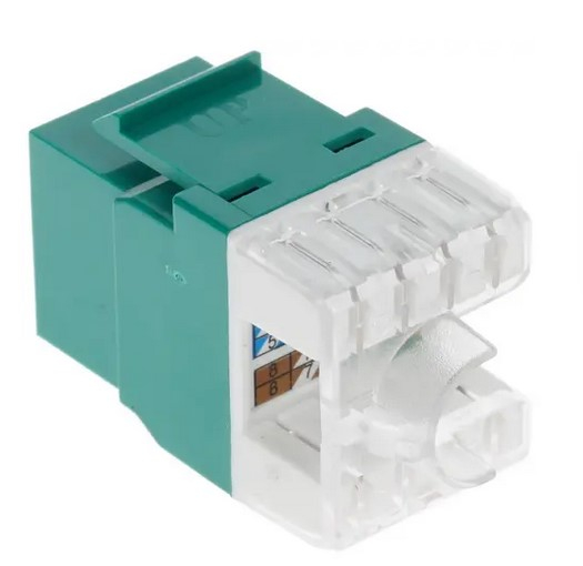 

Lanmaster Модуль Keystone, RJ45, кат.5E, UTP, 180 градусов, со встроенной шторкой, зеленый