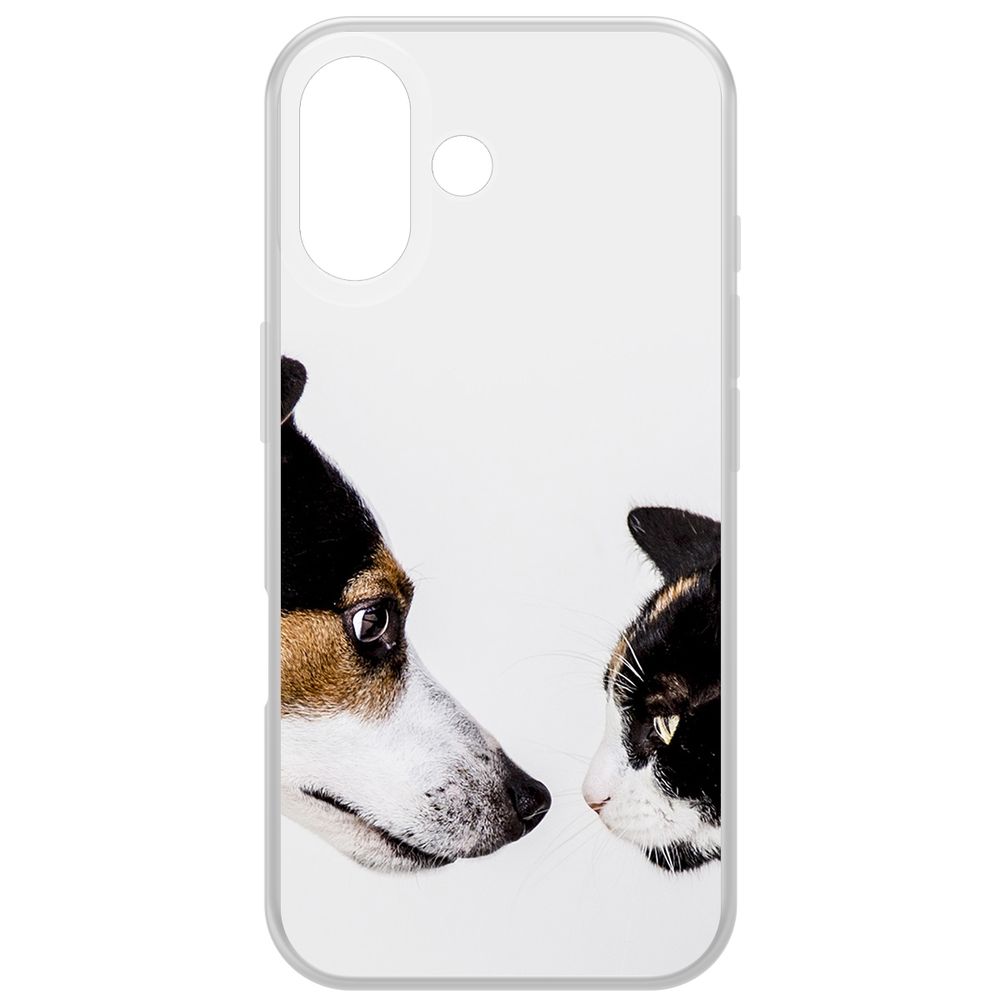 

Чехол-накладка Krutoff Clear Case Собаки против кошек для iPhone 16, Прозрачный